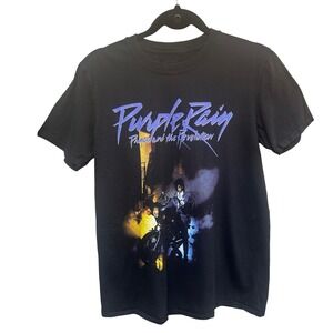 Prince Purple Rain and The Revolution Graphic T Shirt Black Mens Size M